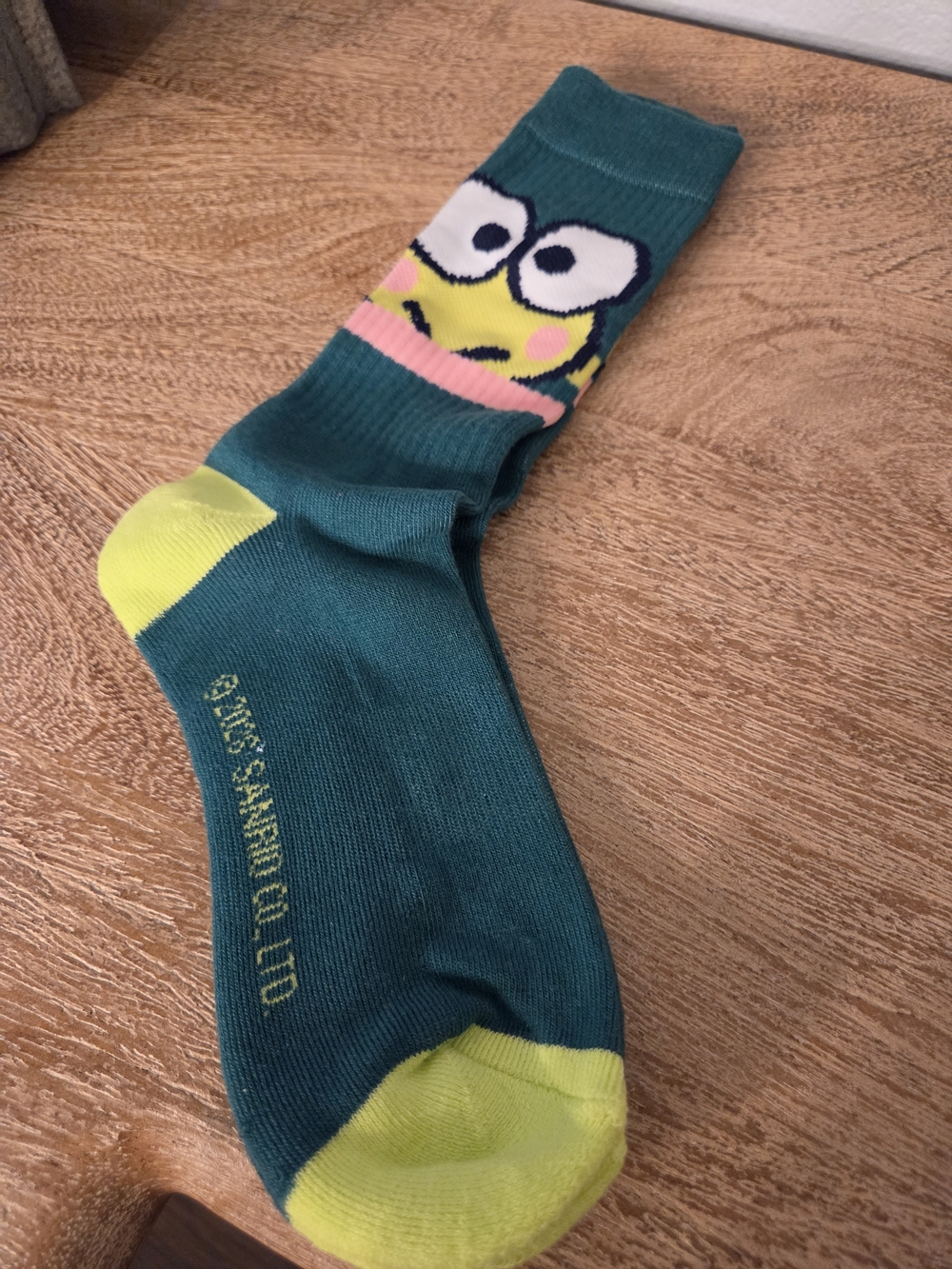 Keroppi Green Crew Socks with Cartoon Face - Packaged Casual Socks Unisex